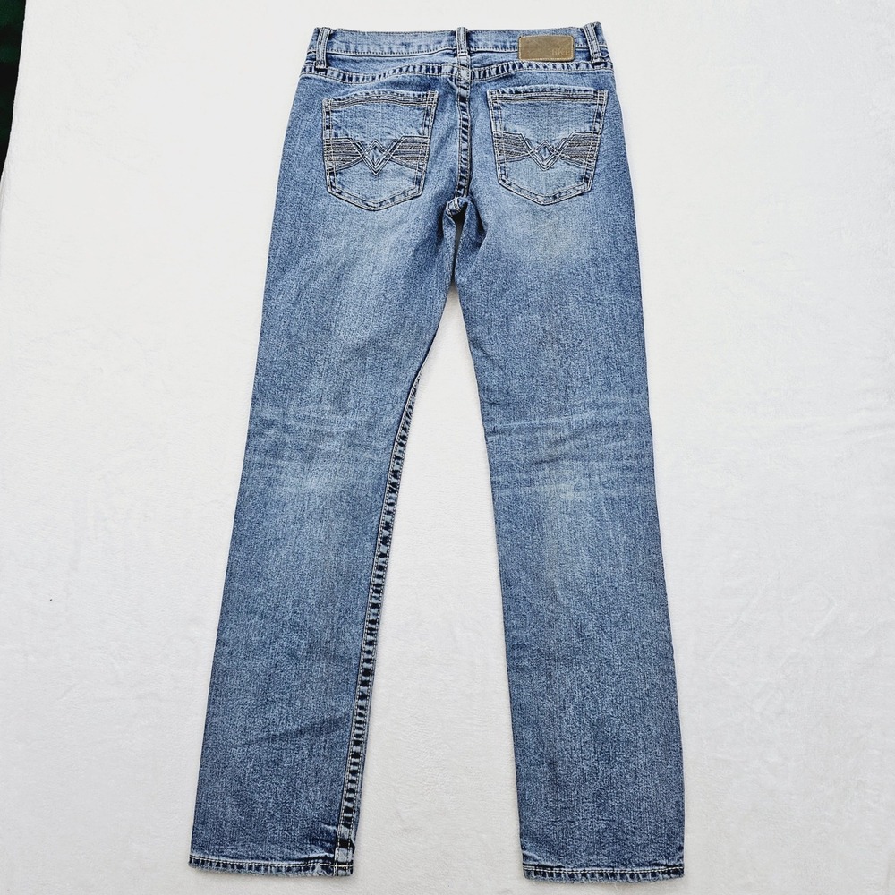 BKE Jake Straight Jeans Men 32W 33L Buckle Blue Stretch Denim Western - Picture 3 of 13